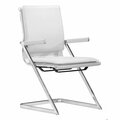Homeroots 35 x 19 x 22 in. White Faux Leather Z Arm Office Chairs 394936